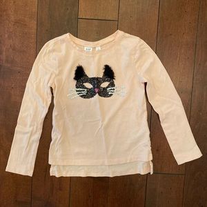 GAP Kids L/S sequined cat tee